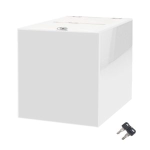 White Acrylic Raffle Draw Box 25 cm with Lock | Secure Contest Box