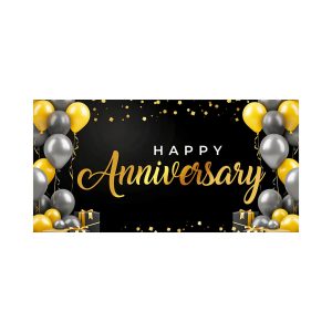 Happy Anniversary Banner – Elegant Party Backdrop Decoration for Anniversaries