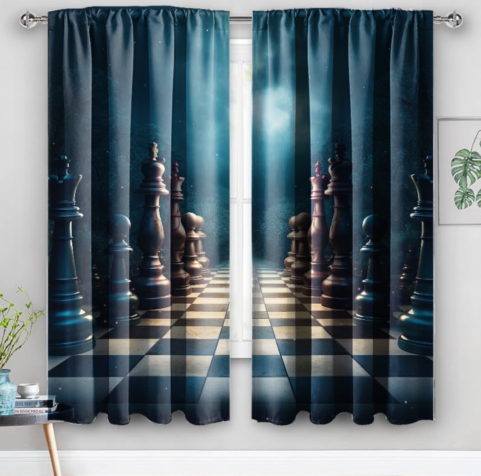 Window Drapes and Curtains – Chess Board Design | Custom Curtain ...