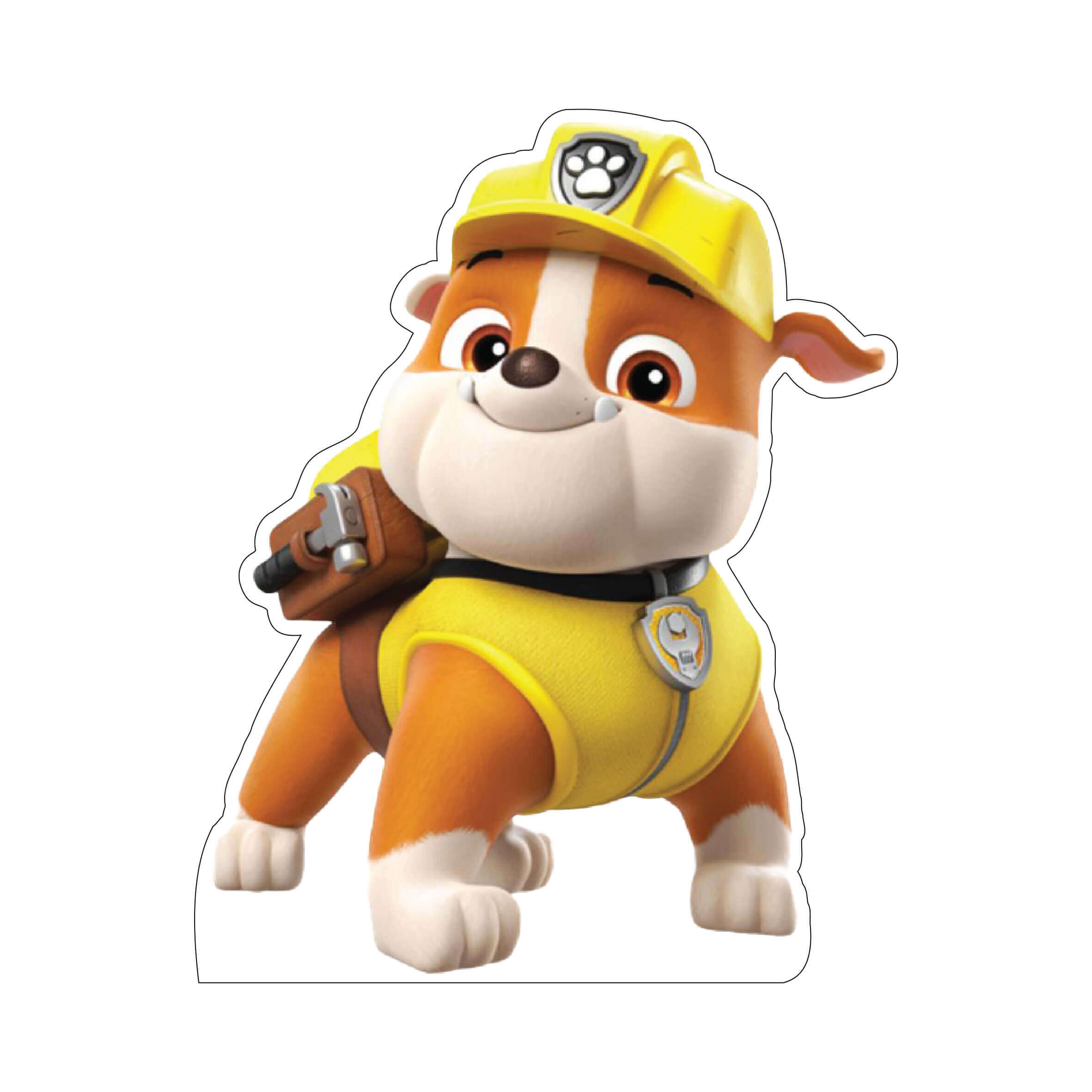 Add adventure and fun to your celebration with a life-size Paw Patrol Rubble cutout standee. Perfect for birthday parties, themed events, and memorable photo opportunities.
