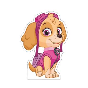 Life size cardboard Paw Patrol Skye cutout standee for kids birthday party and themed event decoration.