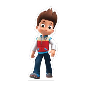 Life size Paw Patrol Ryder cardboard cutout standee for kids birthday party and themed event decoration.